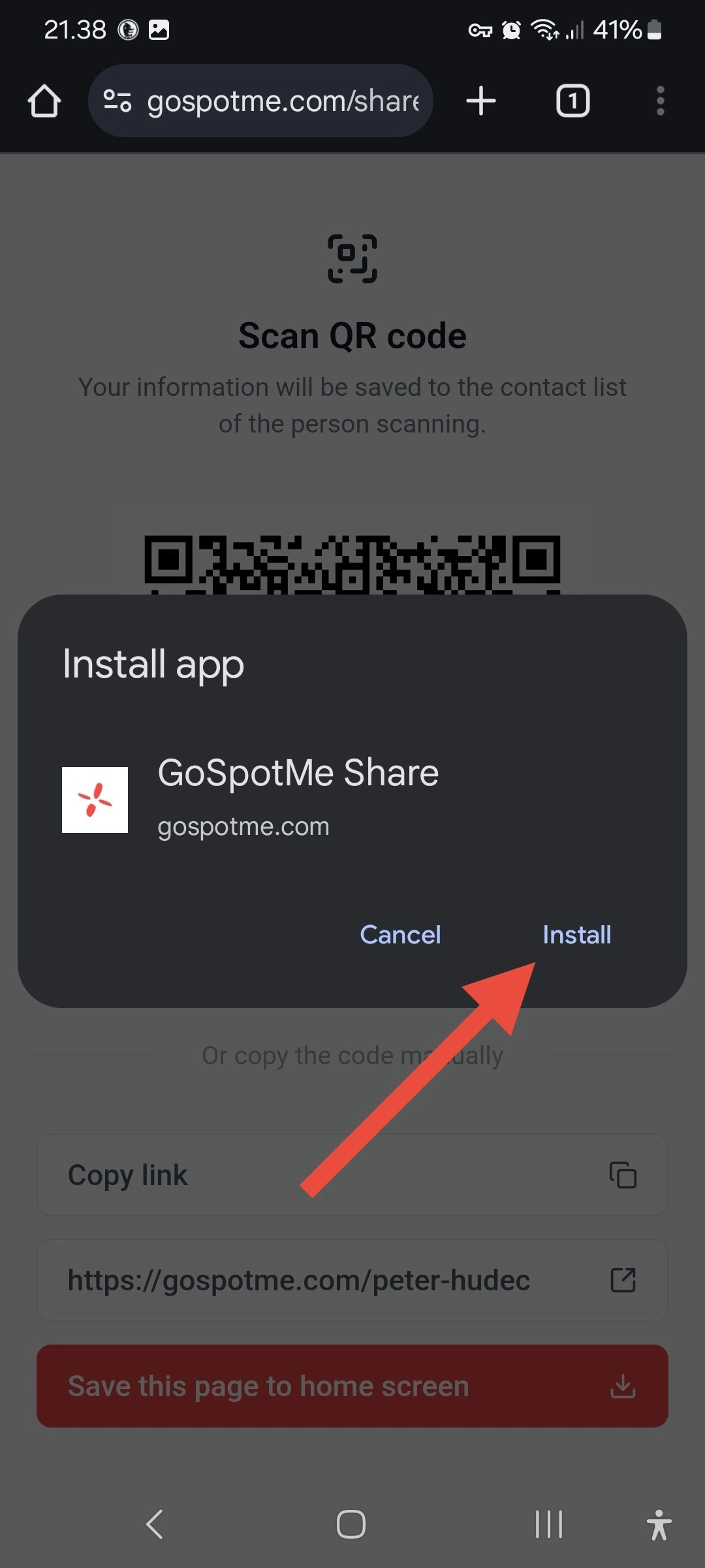 Tap Install