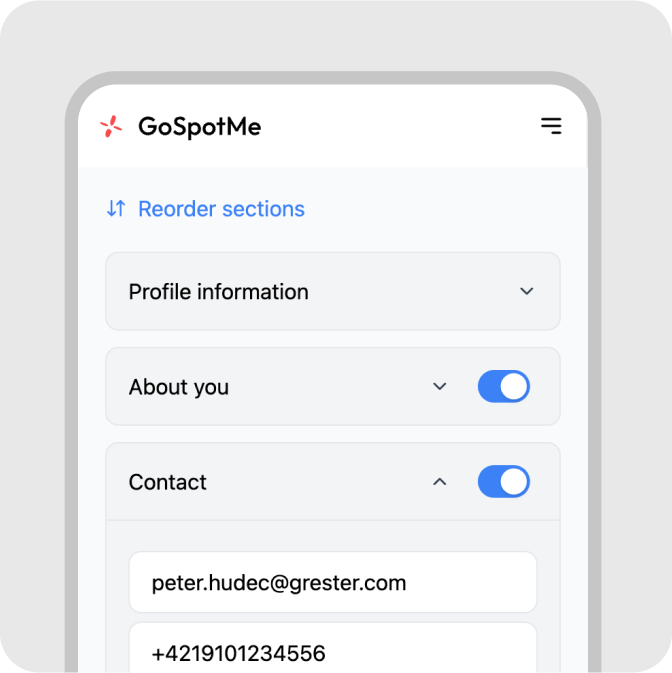 Desktop preview of GoSpotMe card