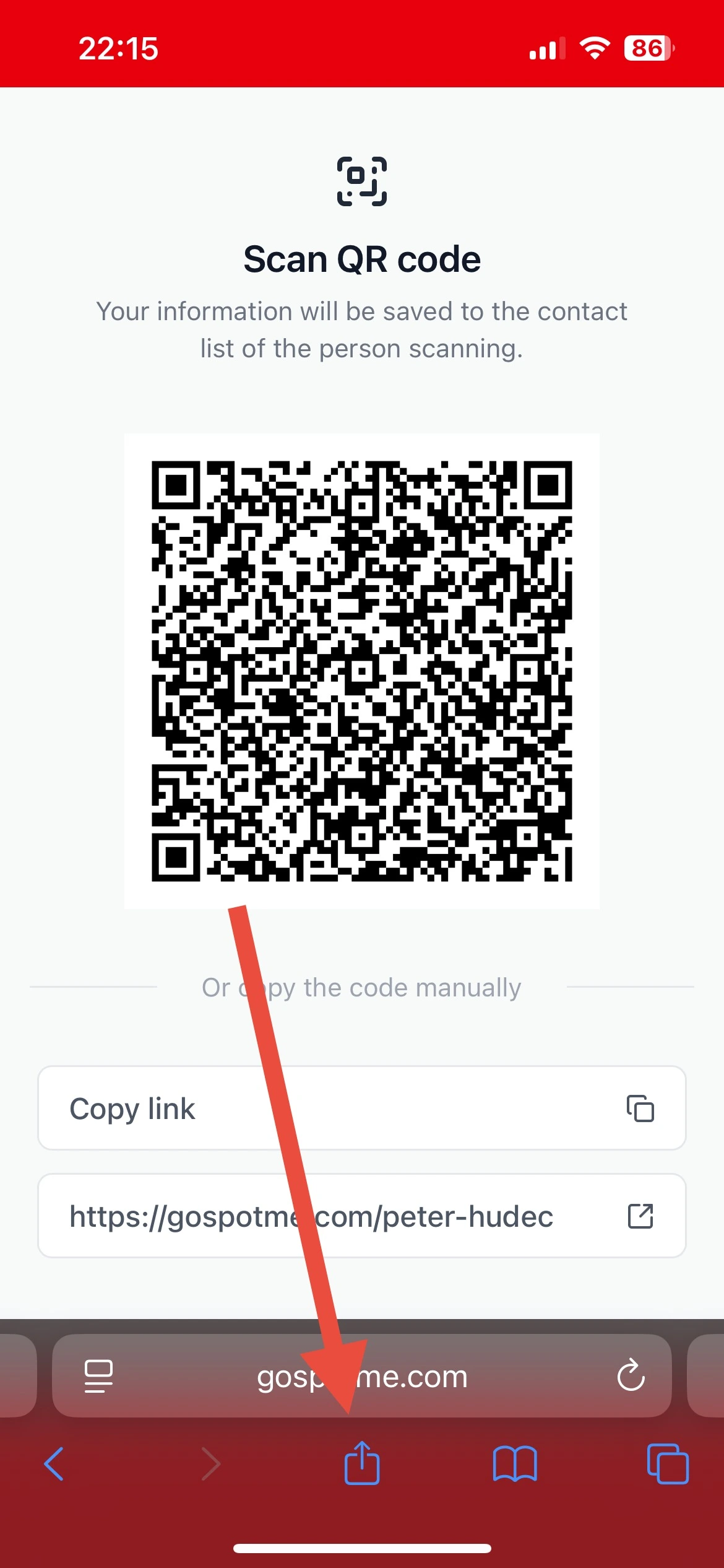 Tap the Share button