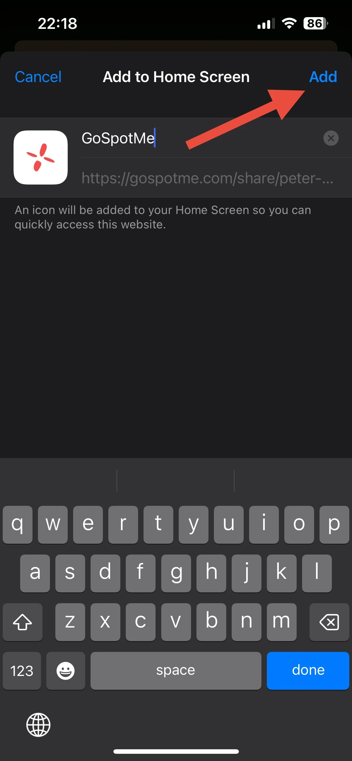 Tap Add