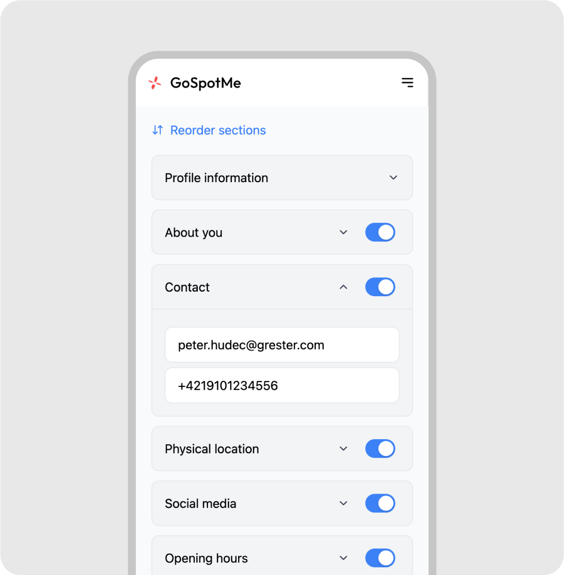 Possible changes for the content of the GoSpotMe business cards